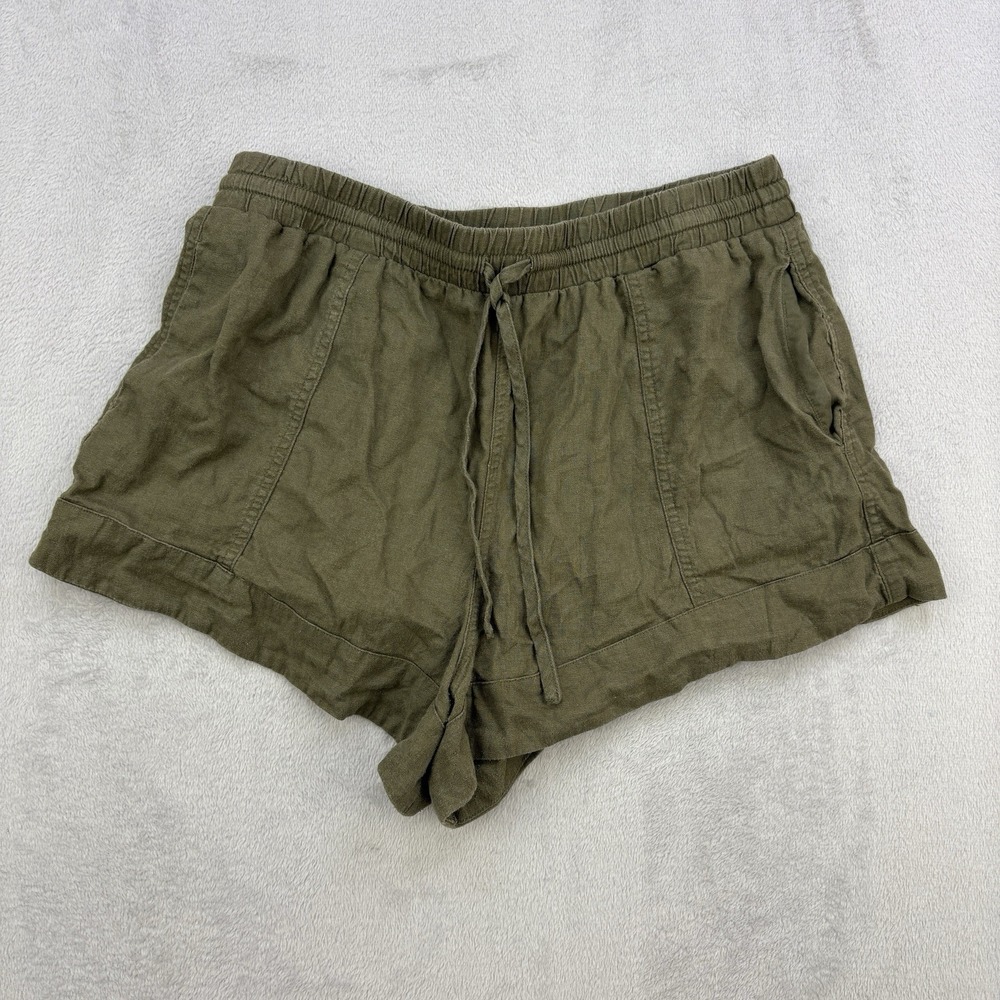 Universal Thread Shorts Womens Medium Green Linen Rayon Blend Lightweight Summer